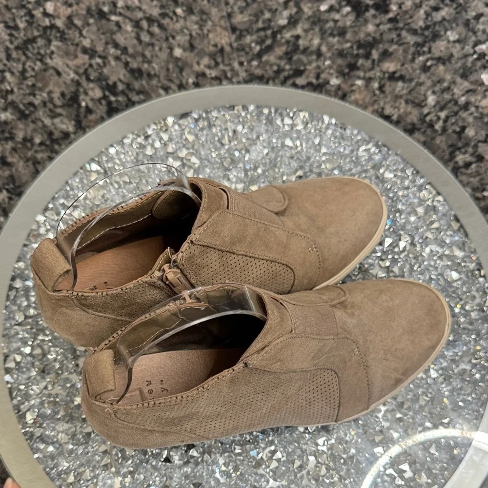 a new day Tan Wedge Ankle Boots 7.5